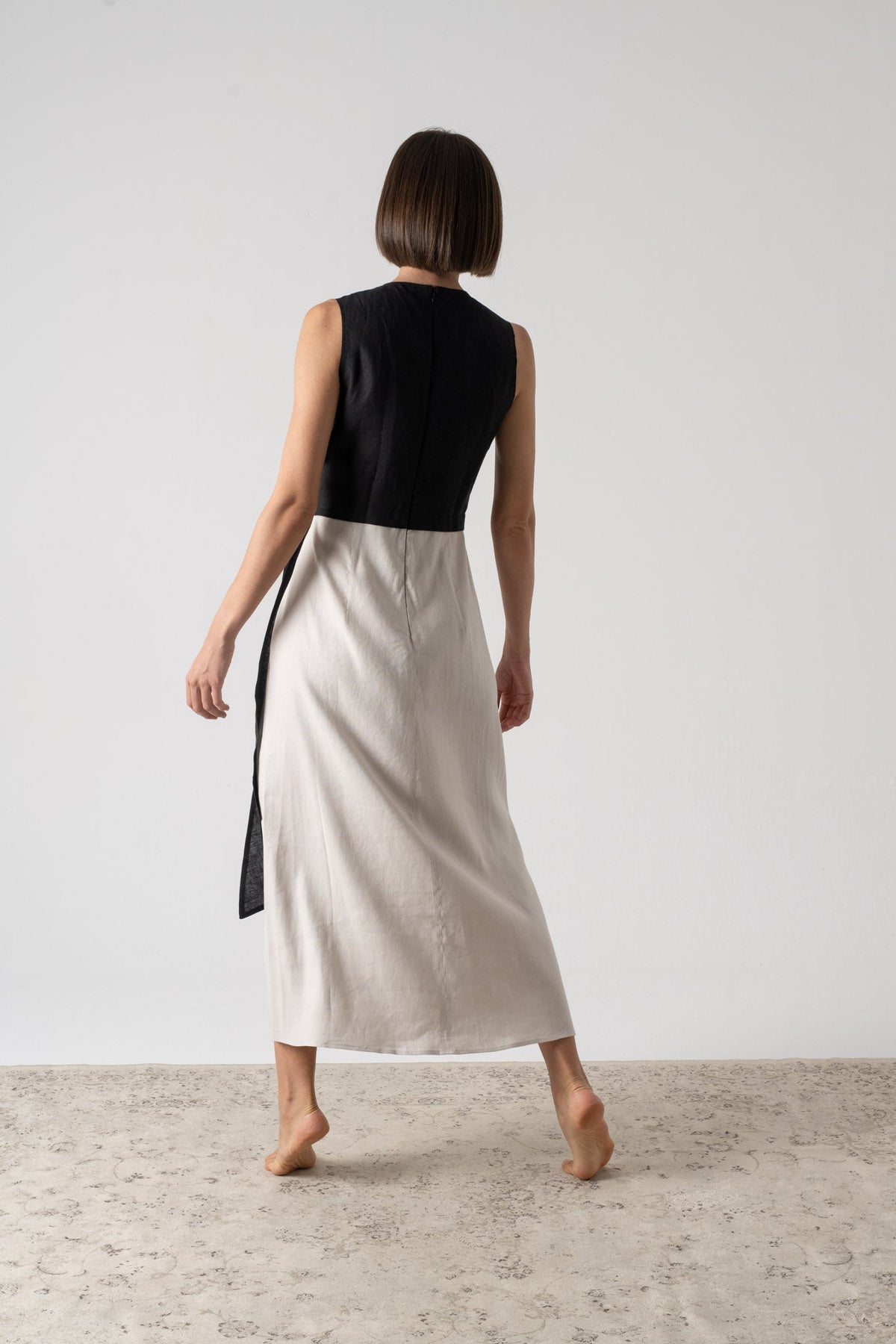 Amal Wrap Dress Black and Natural Luxmii