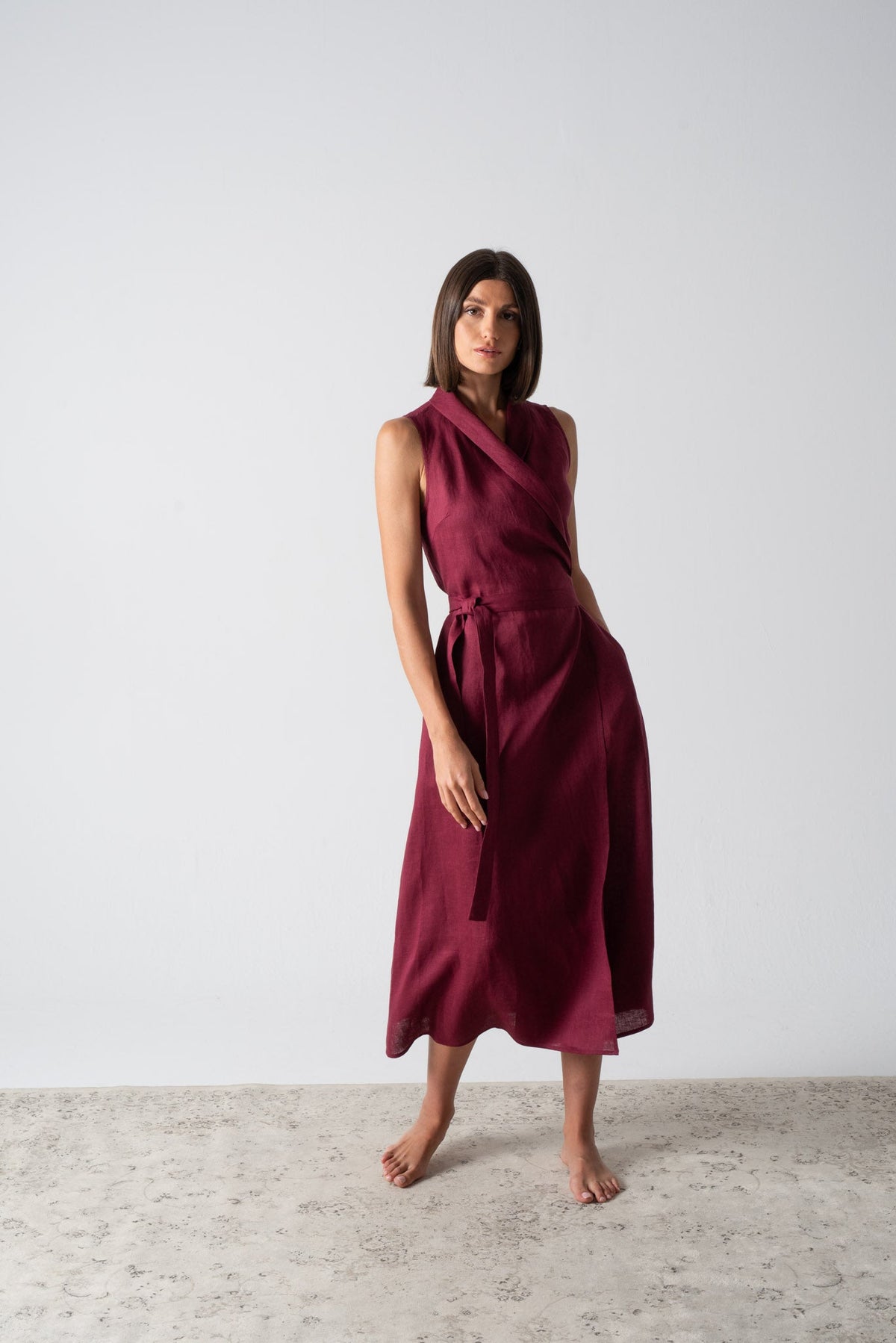 Amara Cowl Neck Wrap Dress Wine Luxmii