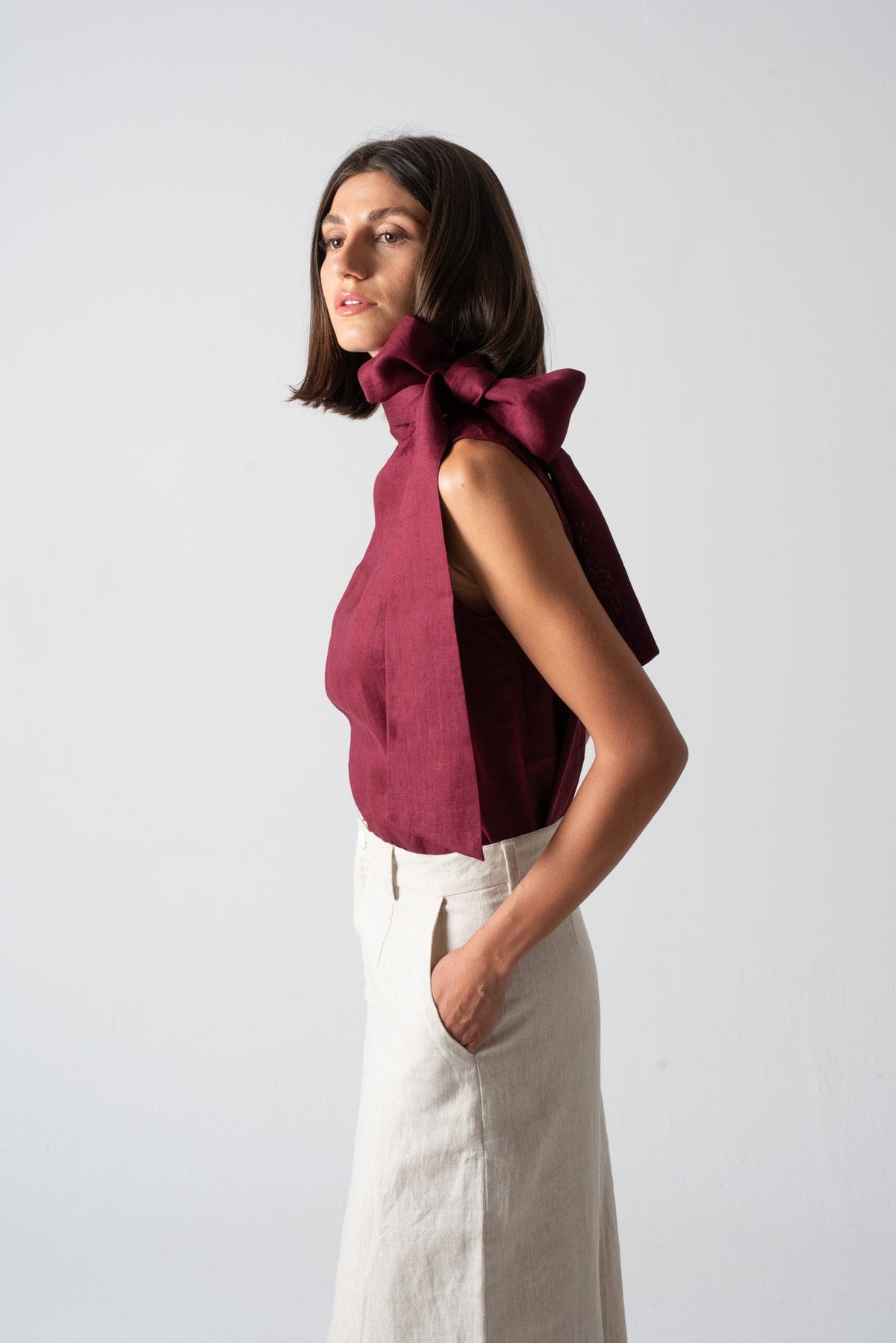 Axel Tie Top Wine Luxmii