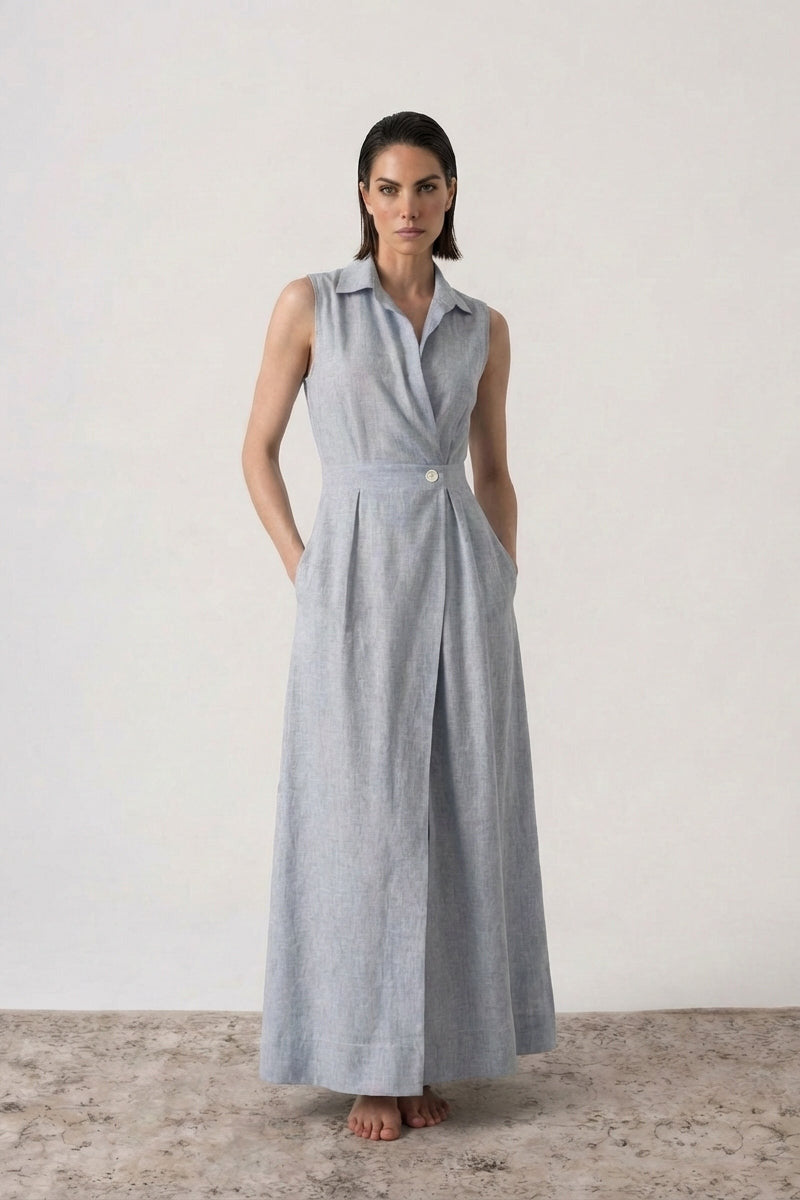 Dante Maxi Dress French Blue Stripe Luxmii