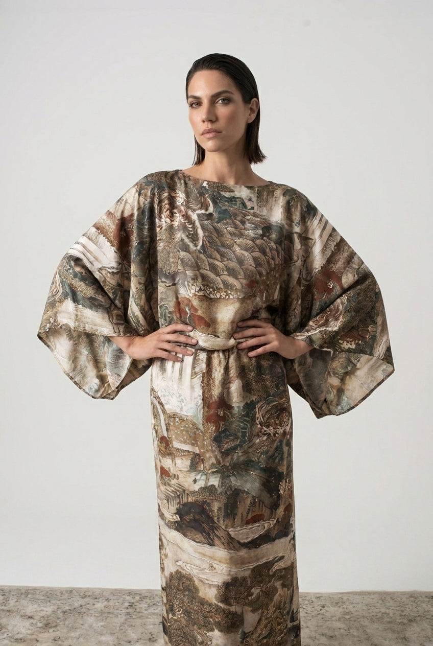 Kimonos Dress Minhwa Print Luxmii