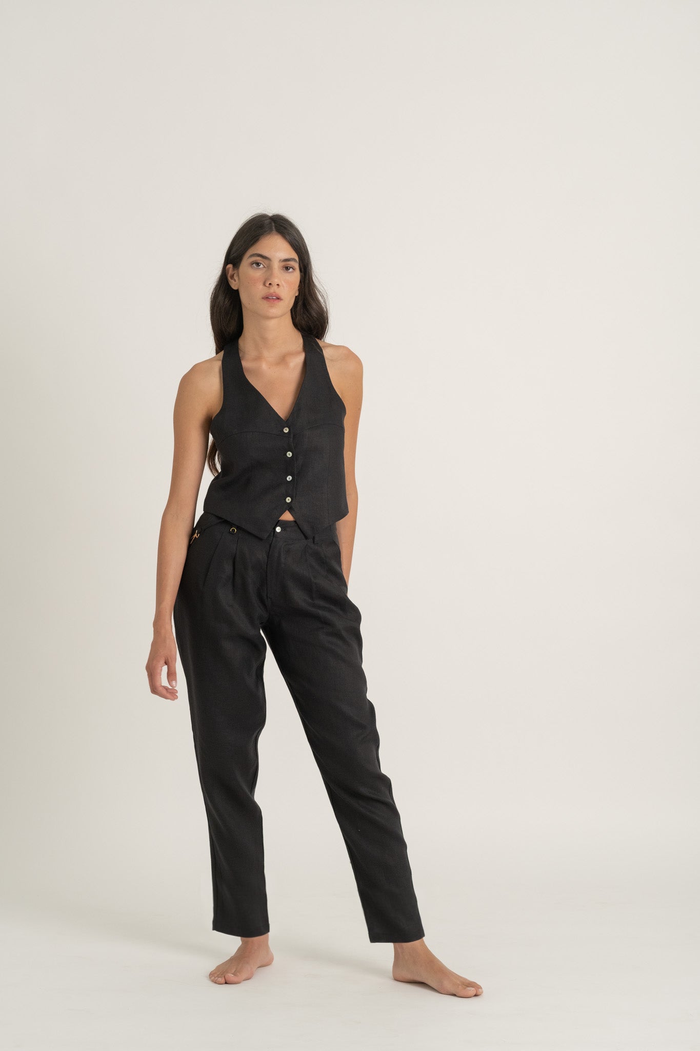 Pioggia Linen Trouser Black Luxmii