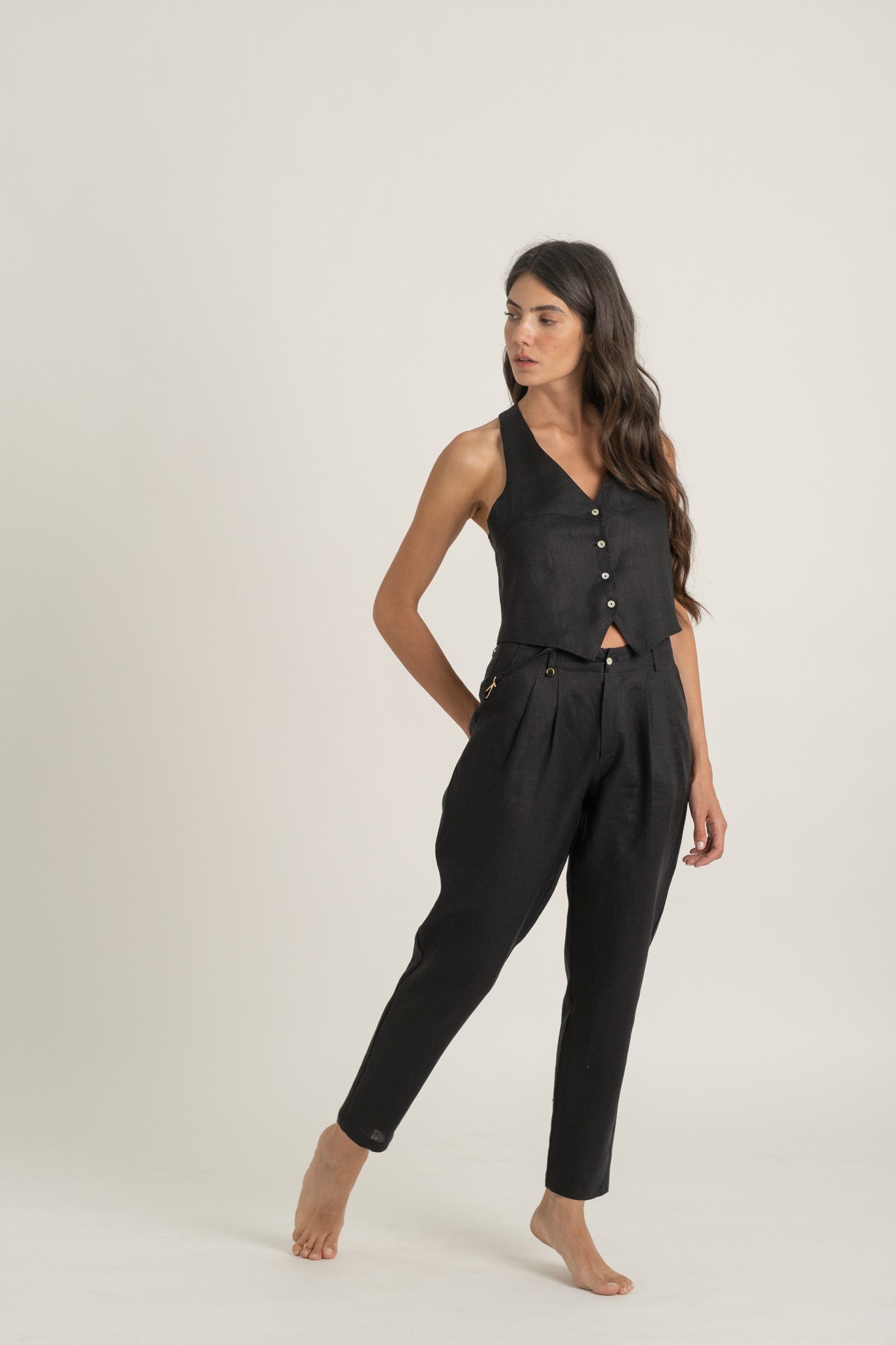 Pioggia Linen Trouser Black Luxmii