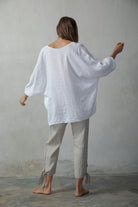 Relaxed Pallocino Linen Top White Luxmii