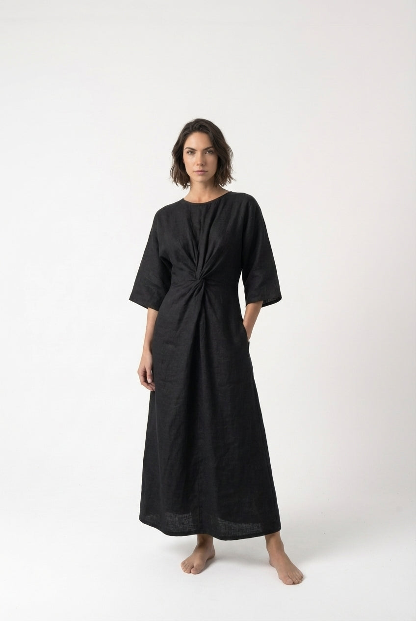 Zahira Knot Dress Black Luxmii