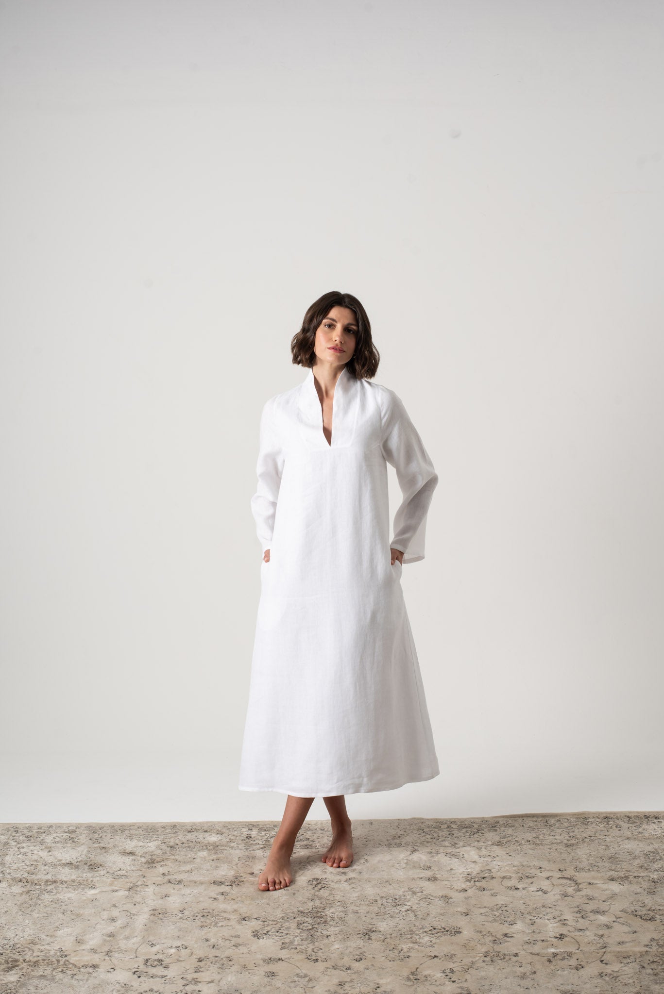 Alarik Linen Kaftan White Luxmii