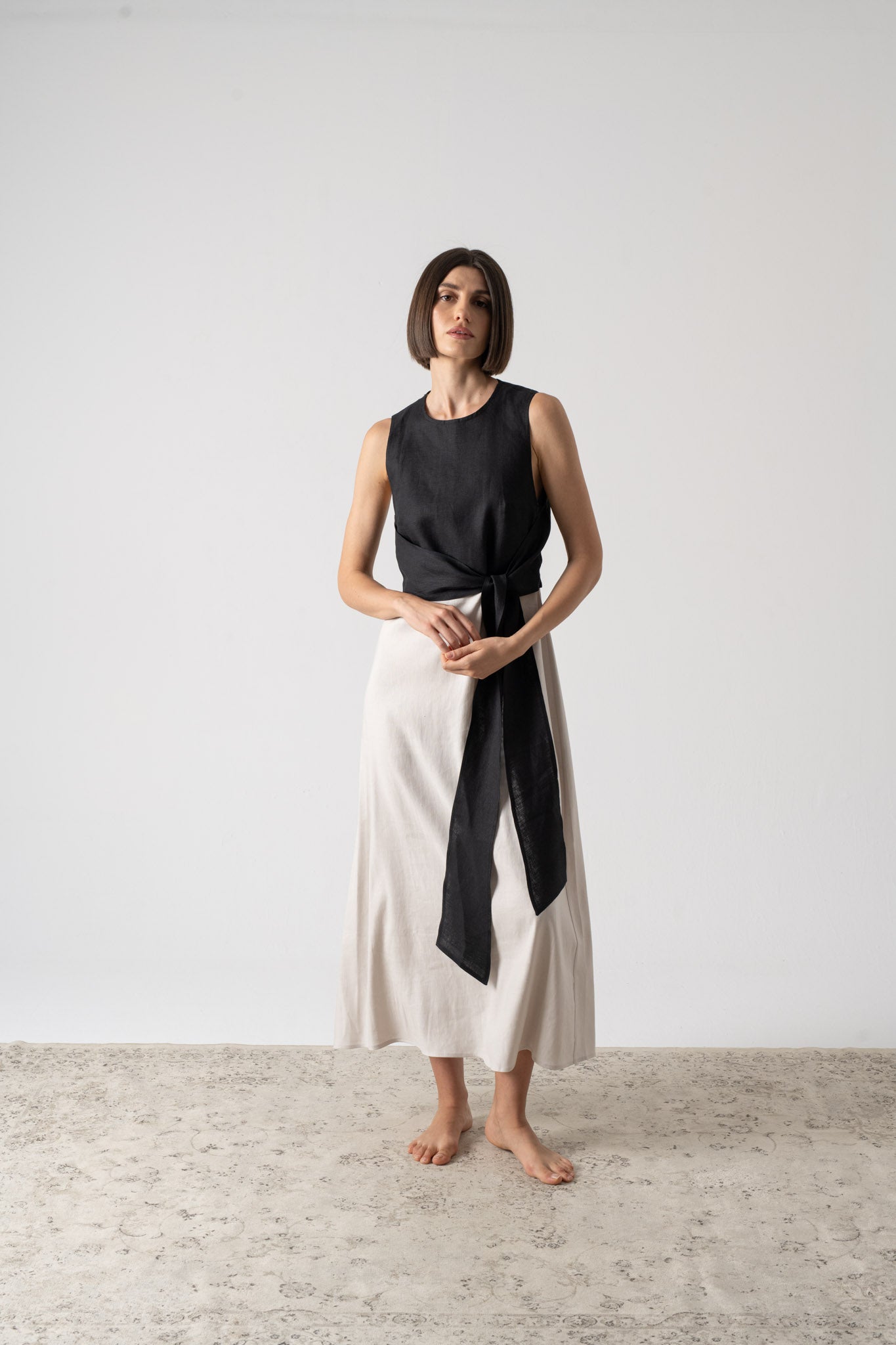 Amal Wrap Dress Black and Natural Luxmii