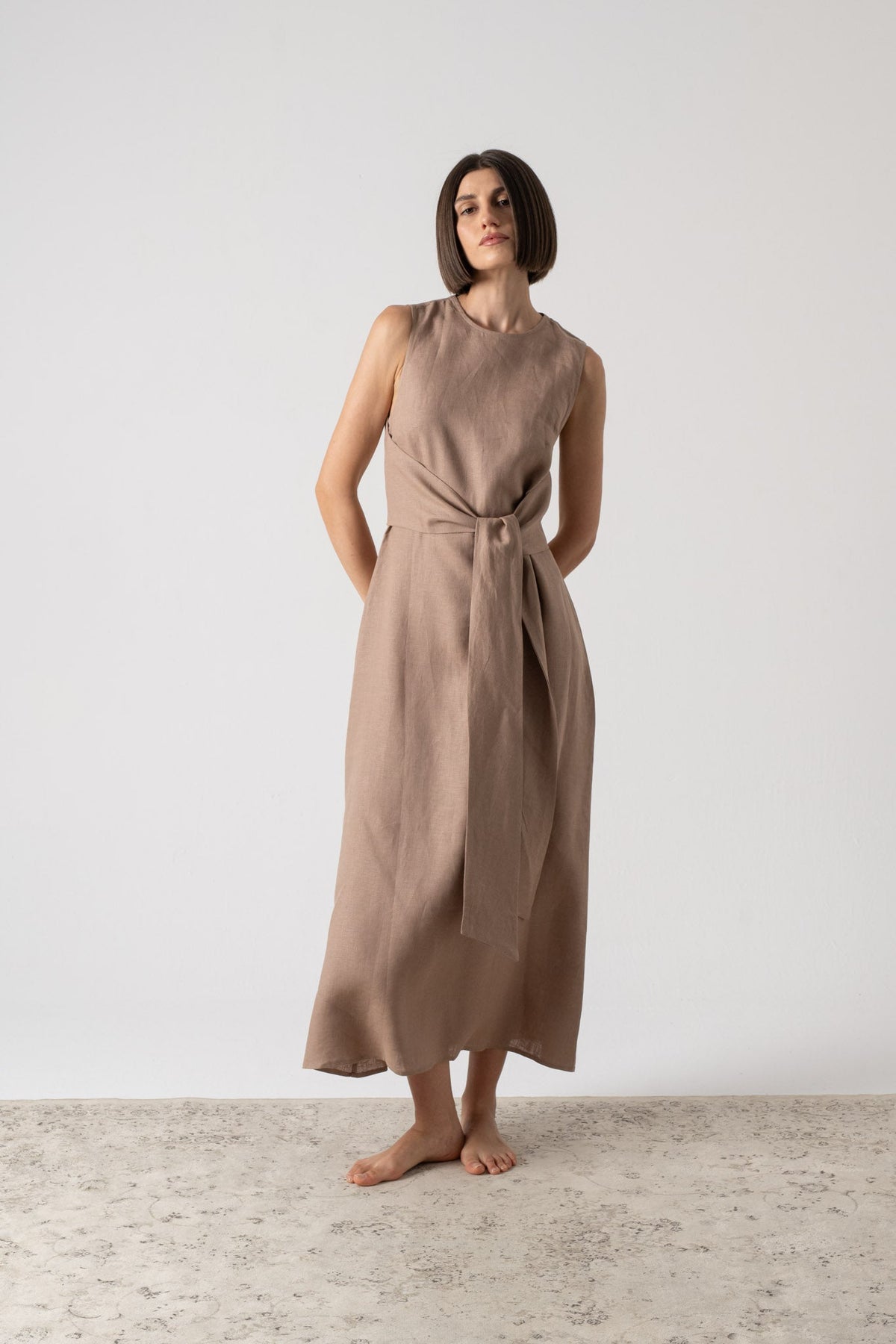 Amal Wrap Dress Mocha-Taupe Luxmii