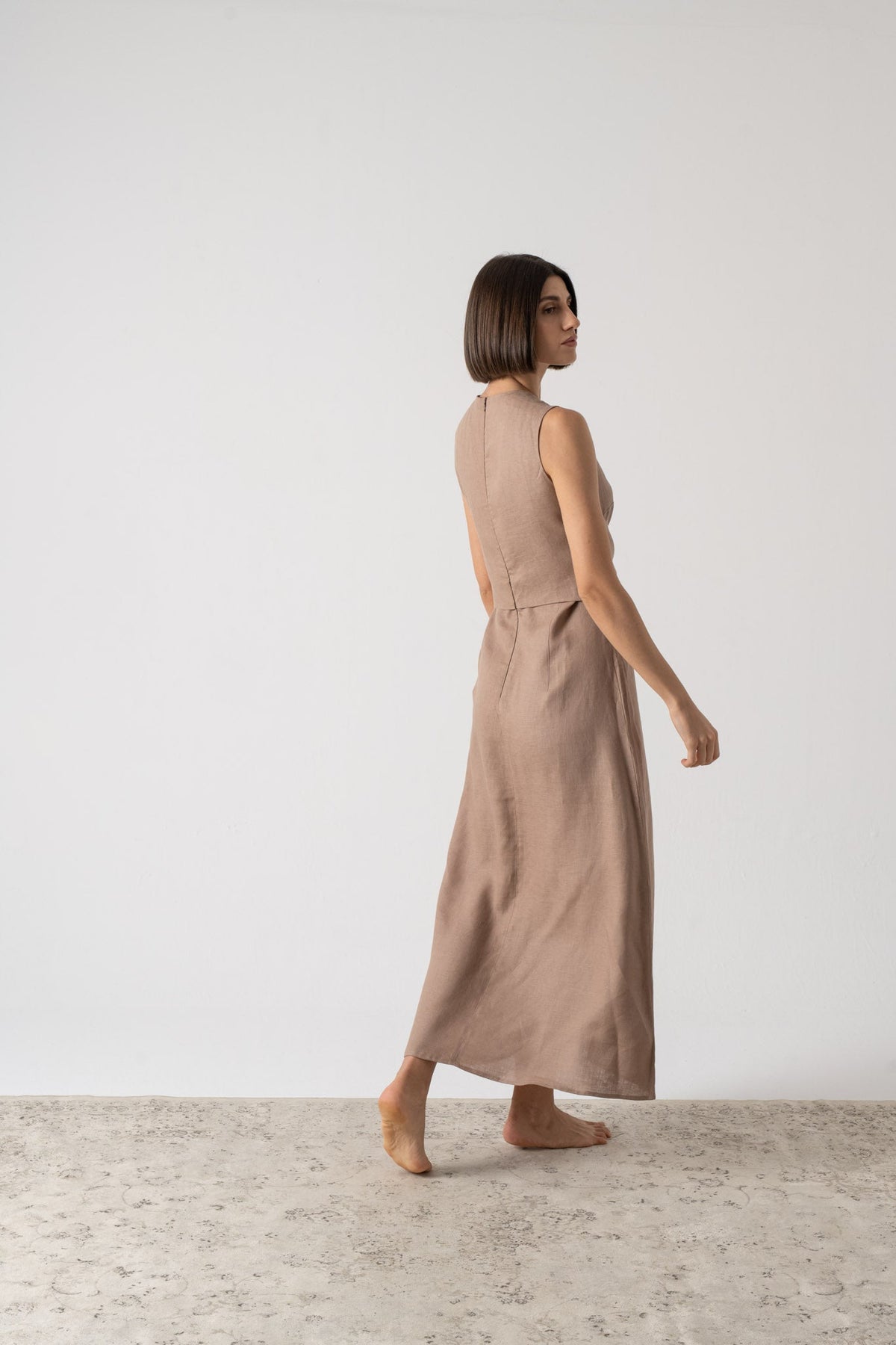 Amal Wrap Dress Mocha-Taupe Luxmii