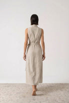 Amara Cowl Neck Wrap Dress Natural Luxmii
