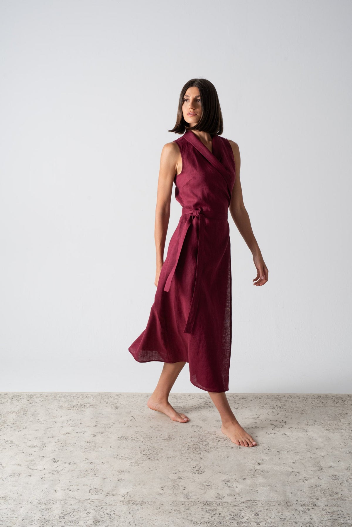 Amara Cowl Neck Wrap Dress Wine Luxmii