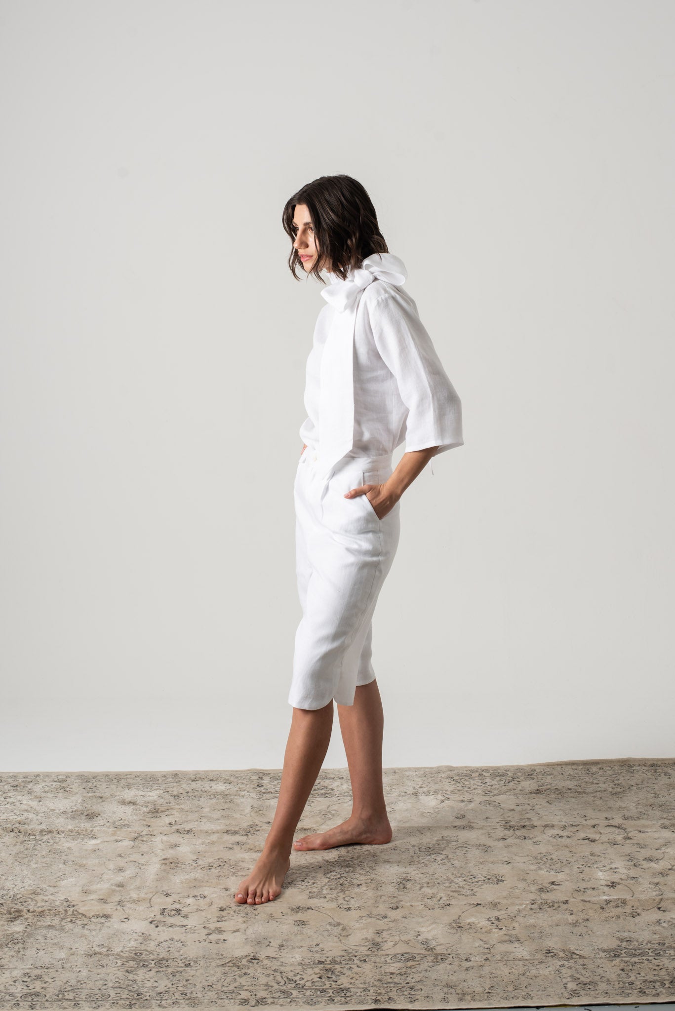 Ari Linen Tie Blouse White Luxmii