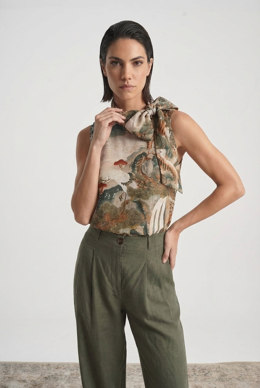 Axel Tie Top Minhwa Print Luxmii