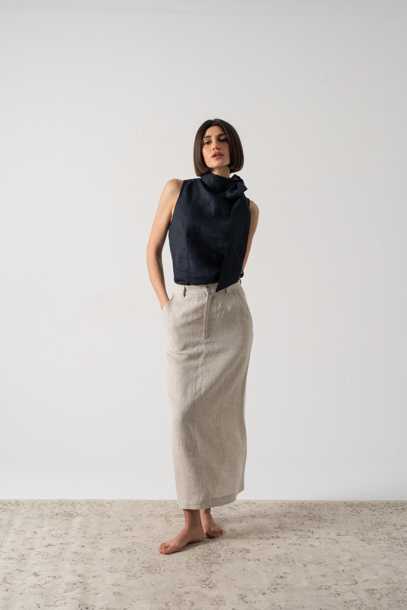 Axel Tie Top Navy Luxmii