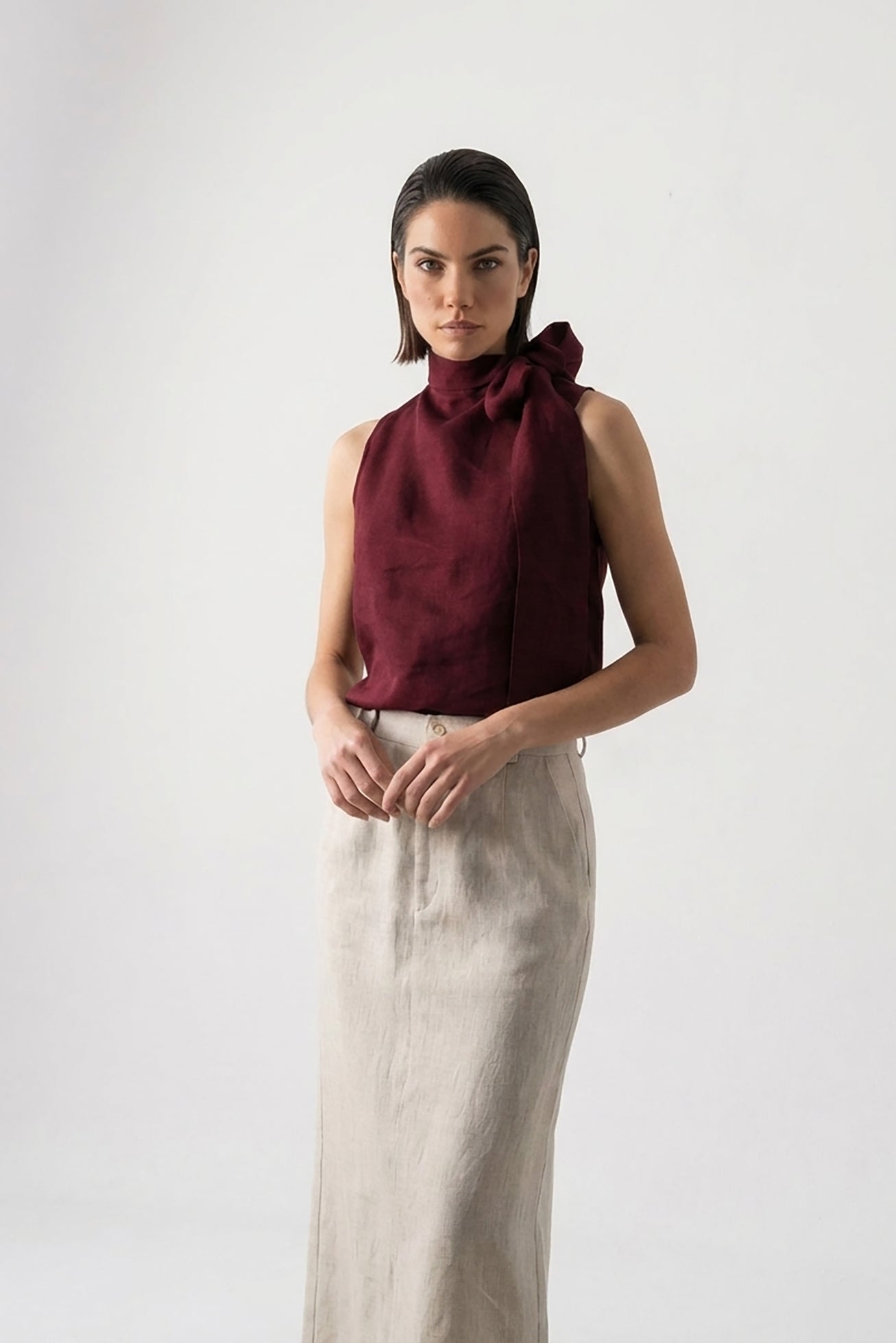 トップス VELOUR TIE TOP CONSISTER Axel Tie Top Wine - LUXMII