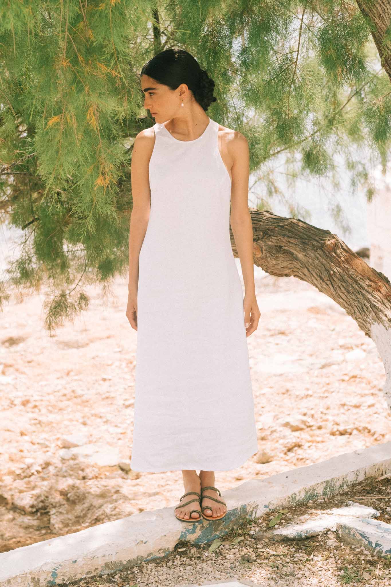 Bellez Linen Maxi Dress White Luxmii