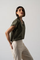 Collo Alto Top Khaki Luxmii