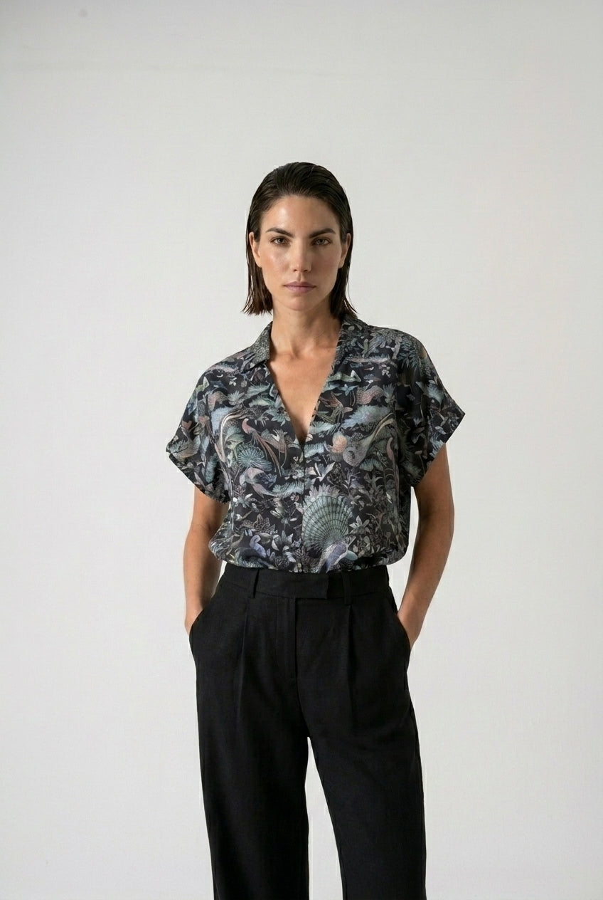 Collo Alto Top Najeon Print Luxmii