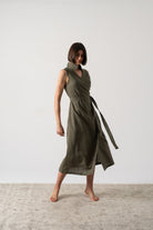 Cora Wrap Dress Khaki Luxmii