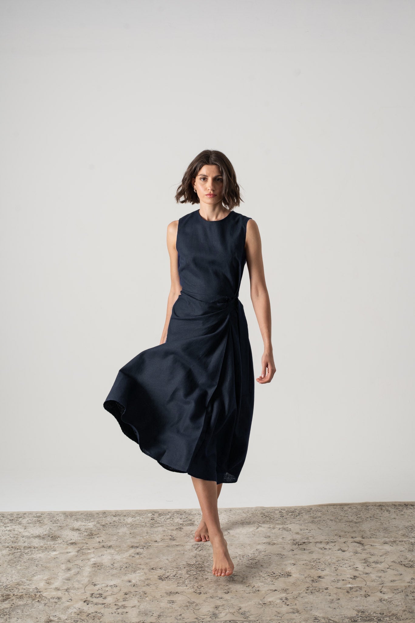 Eda Midi Wrap Dress Mocha Taupe Luxmii