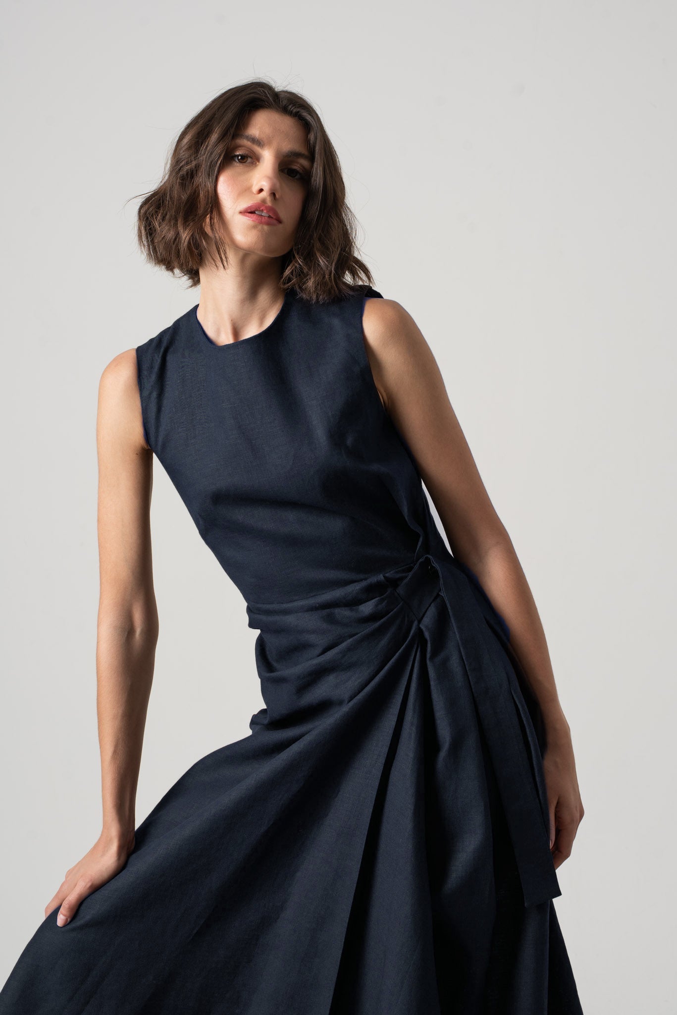 Eda Midi Wrap Dress Mocha Taupe Luxmii