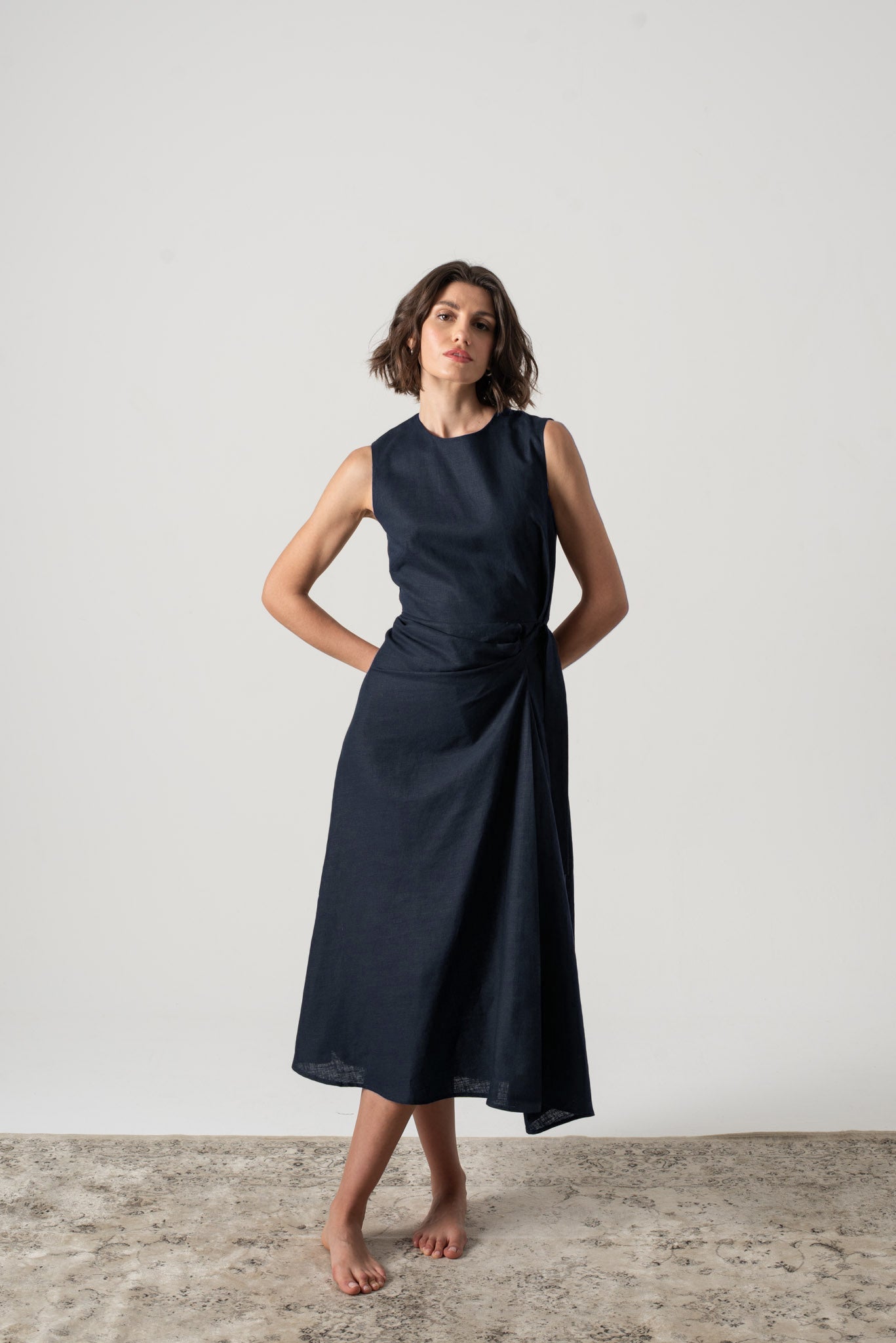 Eda Midi Wrap Dress Mocha Taupe Luxmii