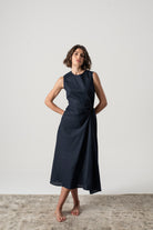 Eda Midi Wrap Dress Mocha Taupe Luxmii
