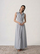 Halvar Sleeveless Maxi Dress French Blue Stripe Luxmii