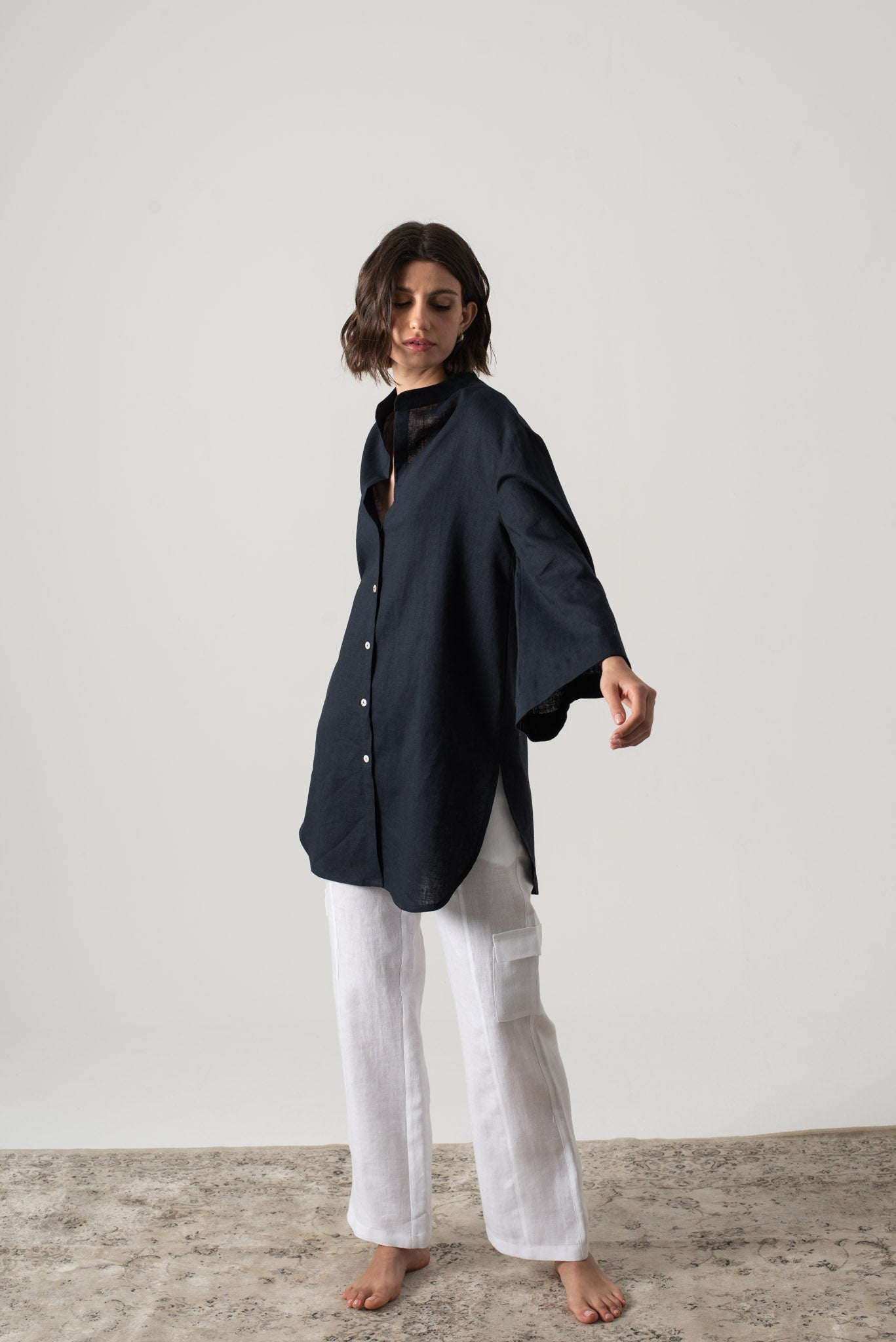 black linen tunic shirt