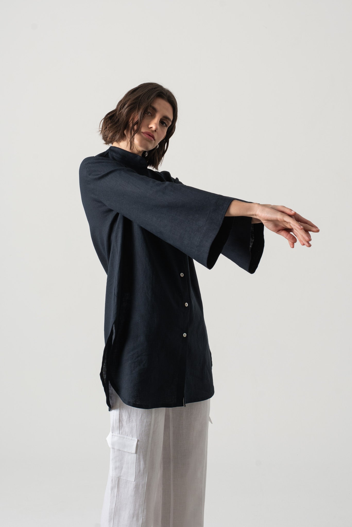 black linen tunic shirt