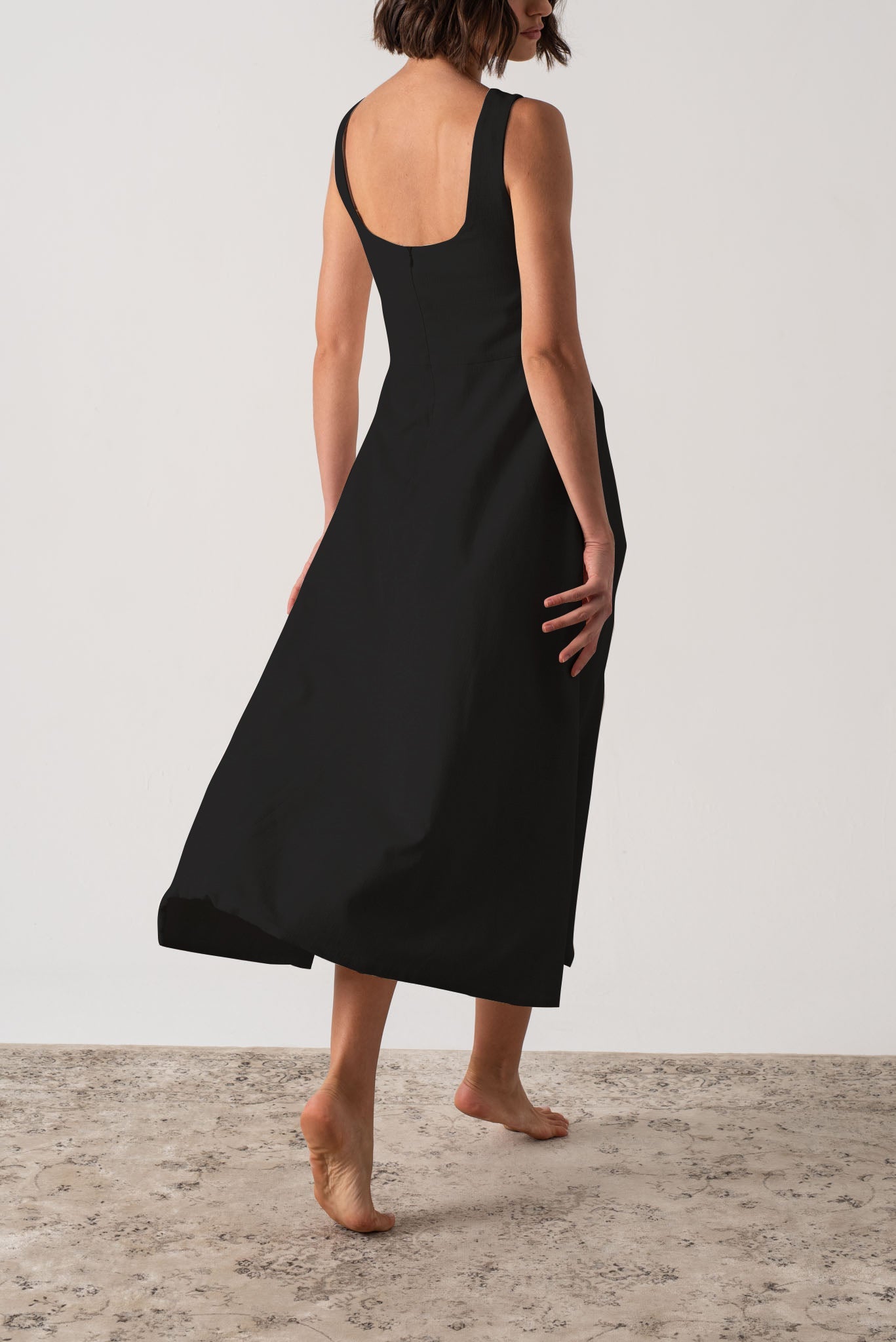 Ionia Linen Midi Dress Black Luxmii