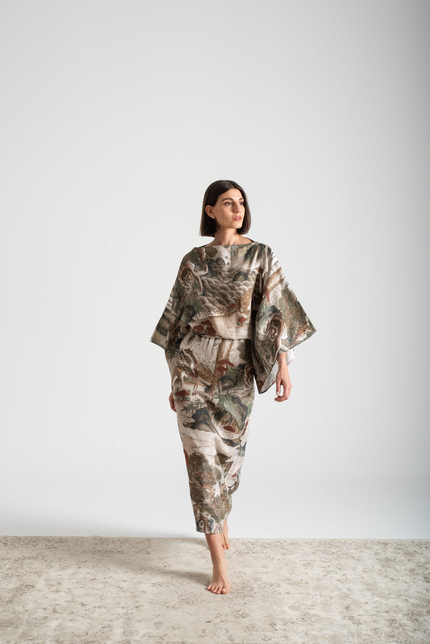Kimonos Dress Minhwa Print Luxmii