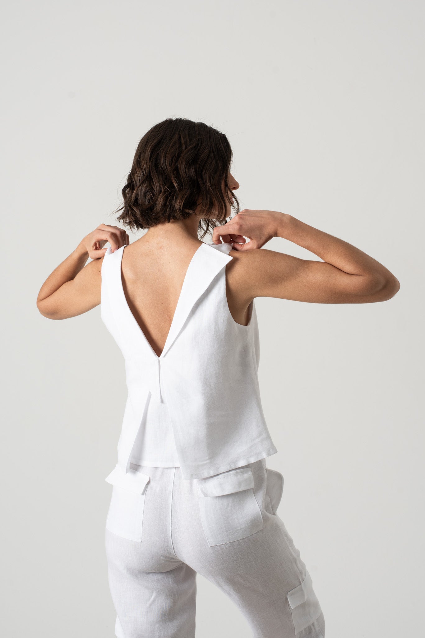 L'origami Linen Top White Luxmii