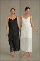 Léa Ramie Linen Slip Dress White & Black Luxmii