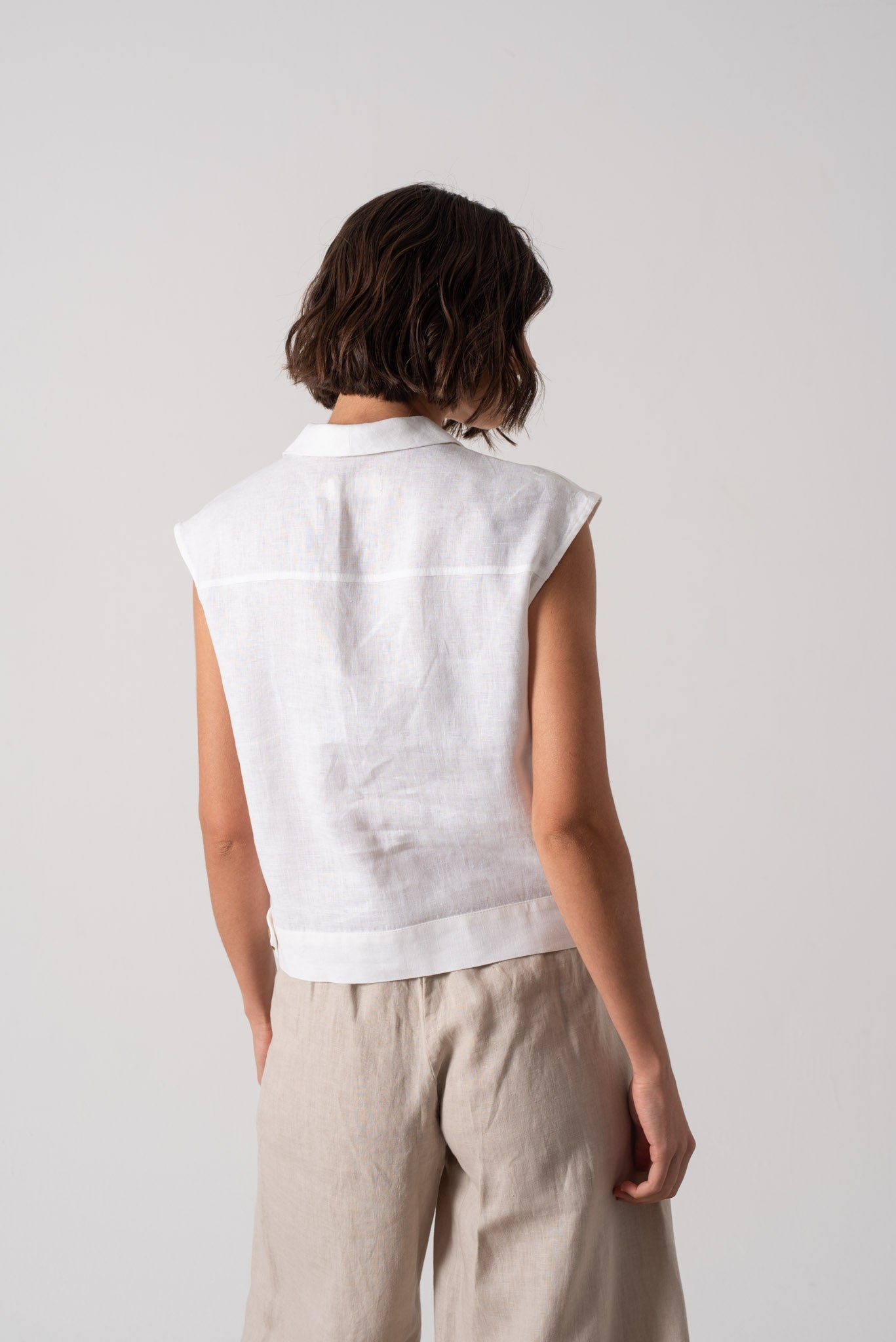 Nuvola Linen Top White - LUXMII