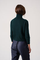 Ombra 100% Cashmere Turtleneck Sweater Forest Green Luxmii