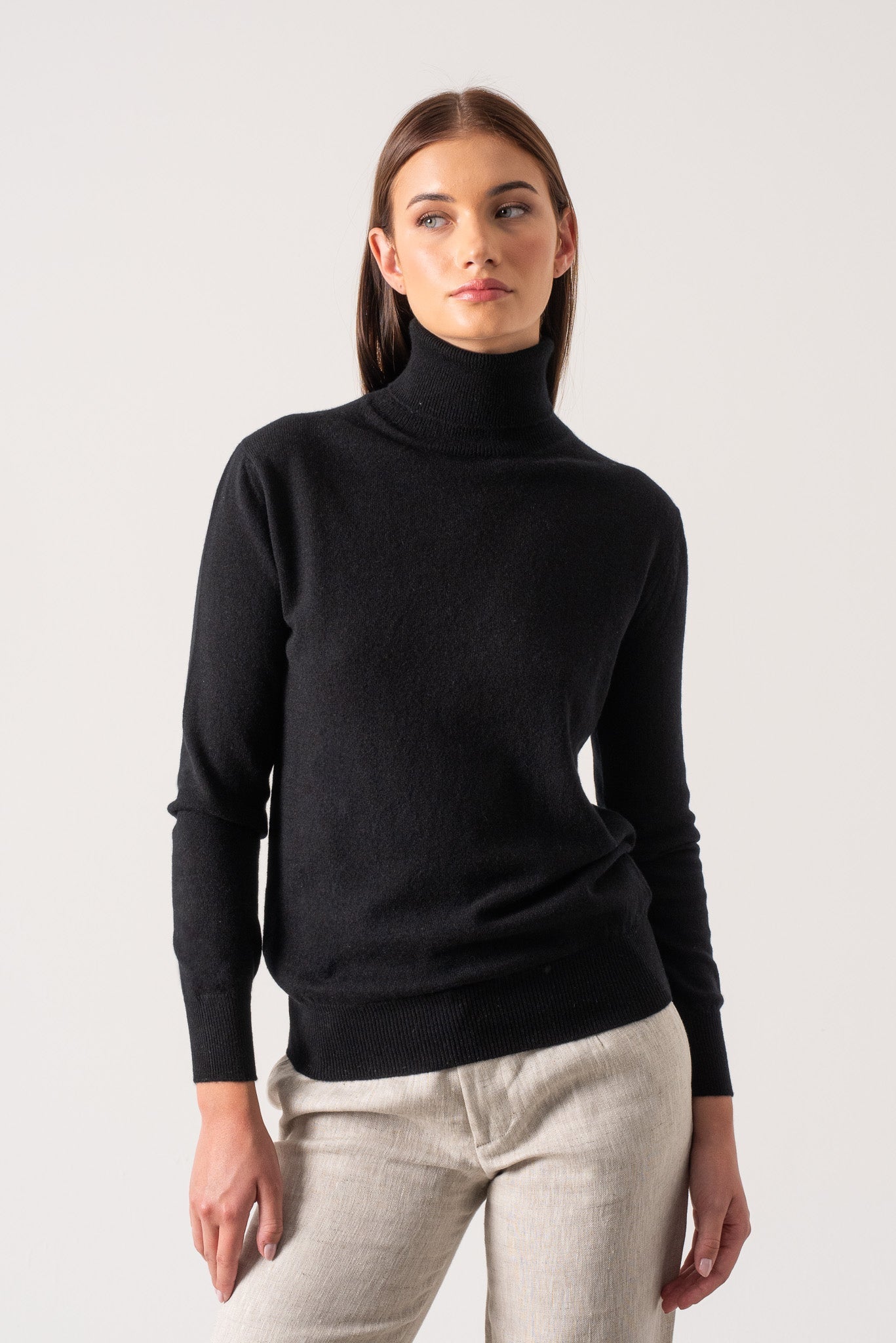 Ombra Cashmere Turtleneck Sweater Black Luxmii