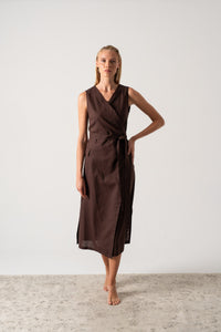 Espresso Brown Linen Dresses