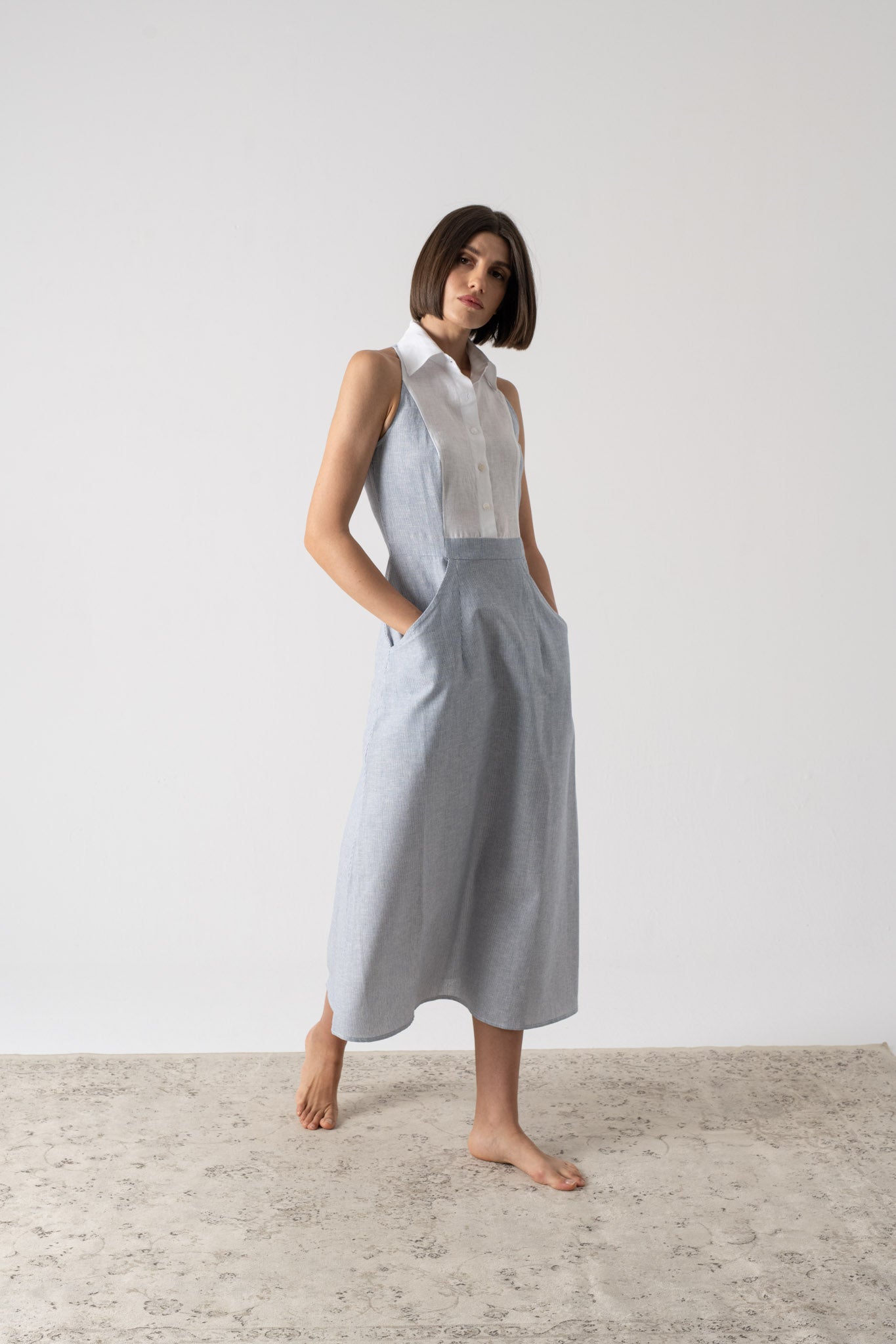 Tuxedo Dress French Stripe Luxmii