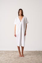 Vacanza Linen Kaftan White Luxmii