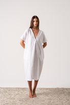 Vacanza Linen Kaftan White Luxmii