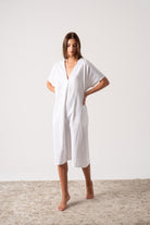 Vacanza Linen Kaftan White Luxmii