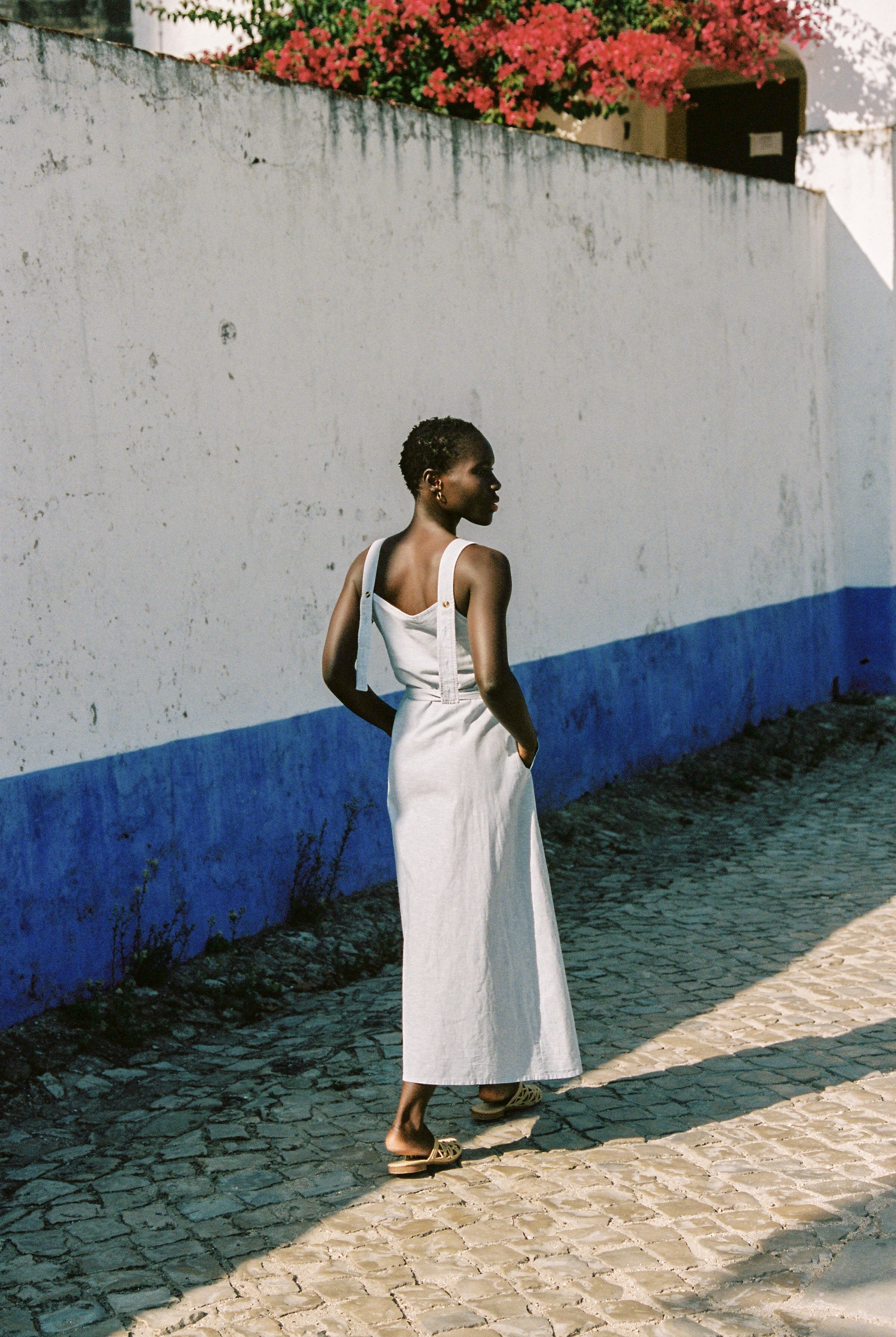 Volonté Linen Midi Dress Sky Blue Luxmii