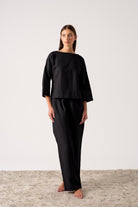 Xanthe Linen Top Black Luxmii