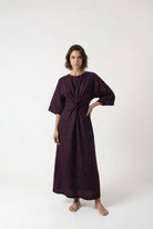 Zahira Knot Dress Aubergine Luxmii