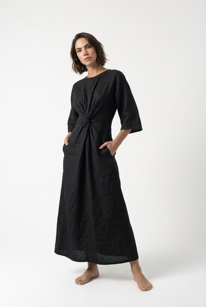 Zahira Knot Dress Black Luxmii