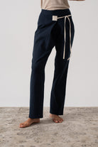 Zephyr Linen Wrap Pant in Navy Luxmii