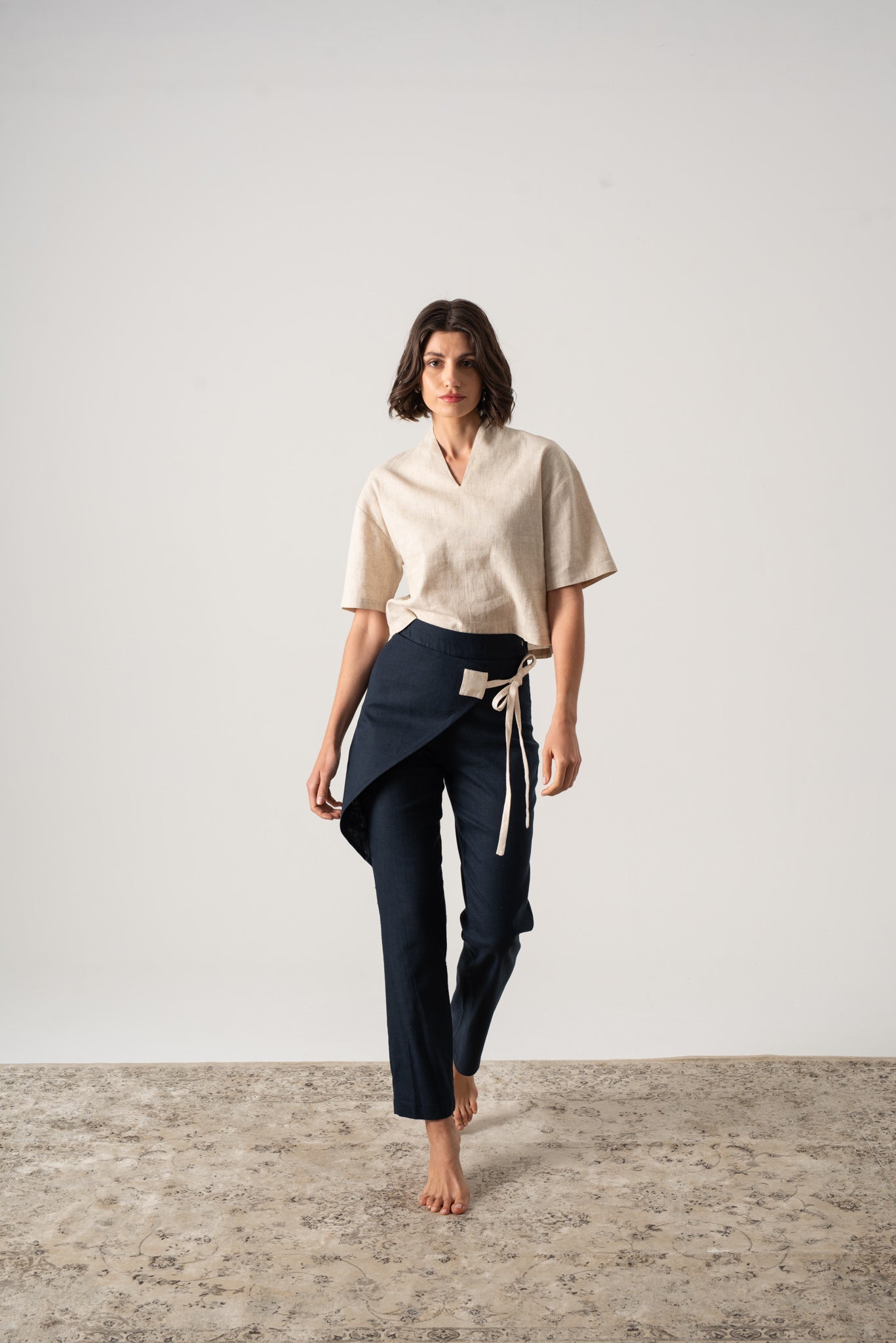 Zephyr Wrap Pant in Navy Luxmii