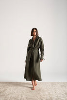 Zeus Wrap Dress Olive Luxmii
