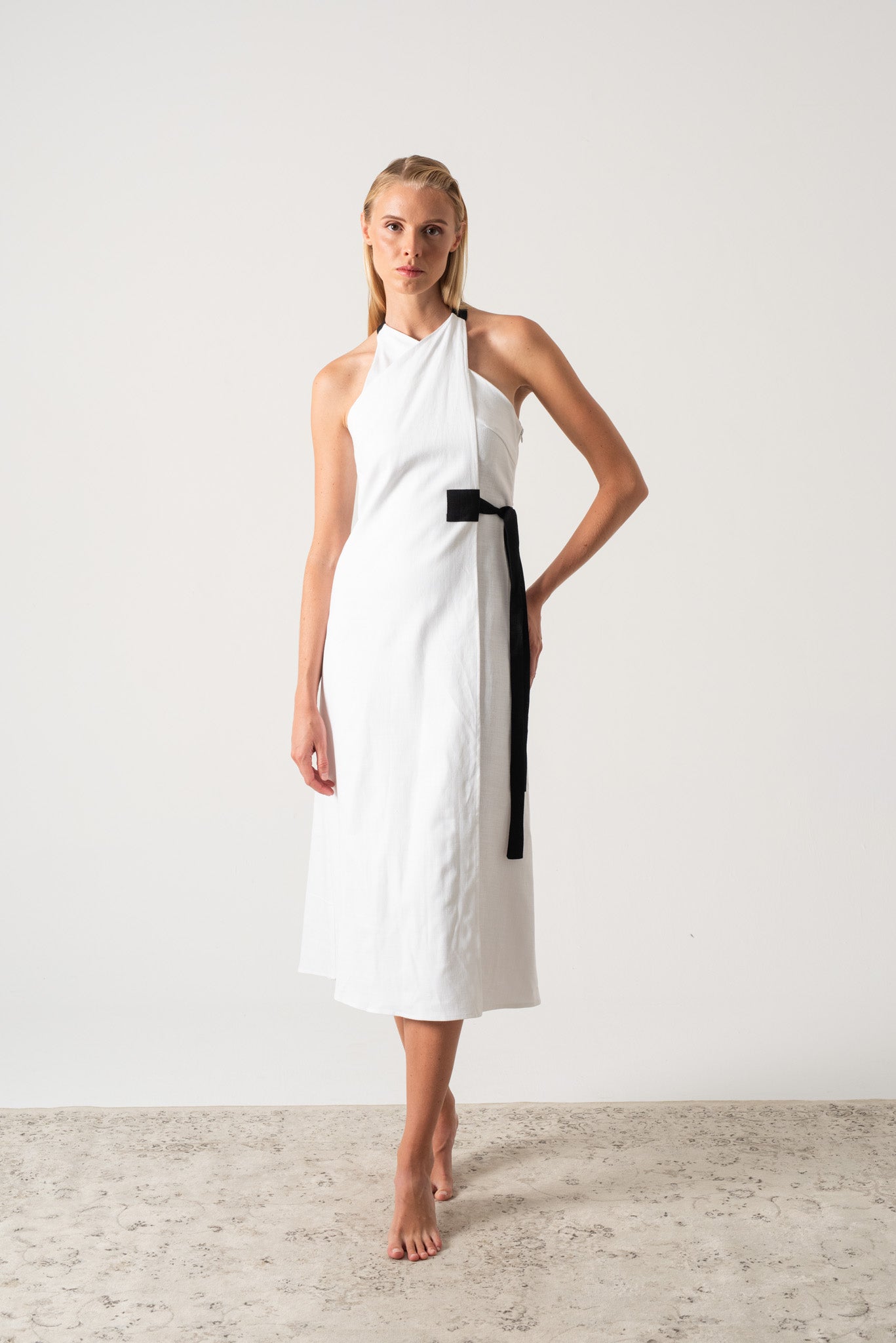 Zulu Linen Wrap Dress White Luxmii